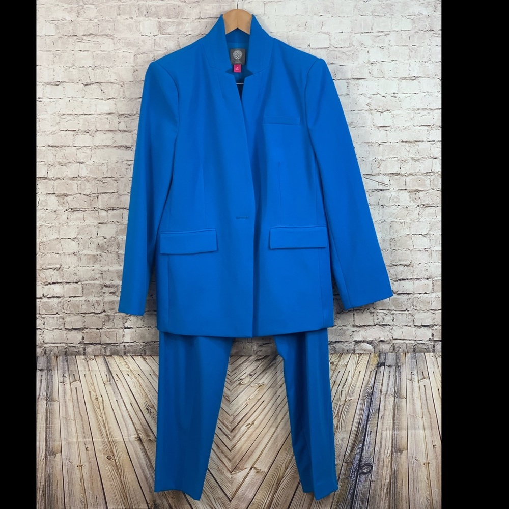 Vince Camuto Royal Blue Collarless Pant Suit